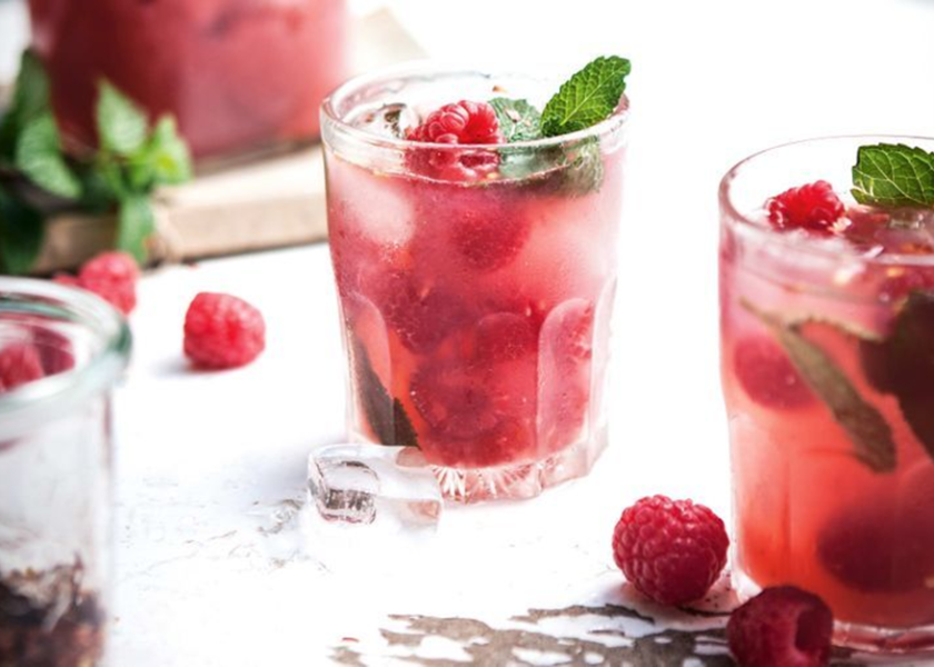 Raspberry, Prosecco And Mint Cocktail