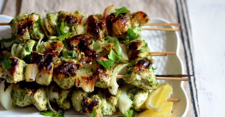 Lemon Parsley Grilled Chicken Kebabs