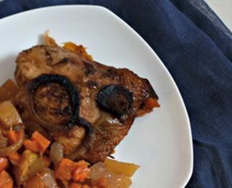 Pesach Onion Chicken With Caramelized Potatoes And Sweet Potatoes
