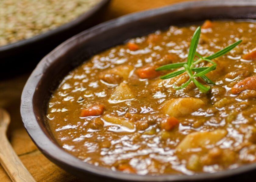 Hearty vegetable and lentil stew