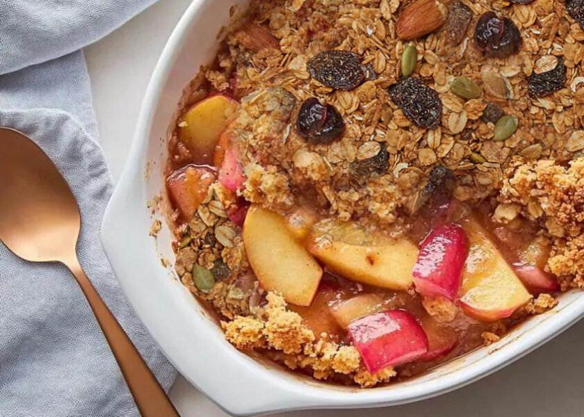 Winter Apple Rhubarb Granola Crumble