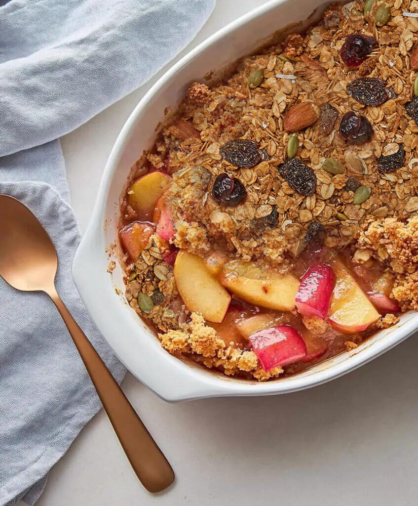 Winter Apple Rhubarb Granola Crumble